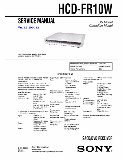 SONY HCD-FR10W S.M.